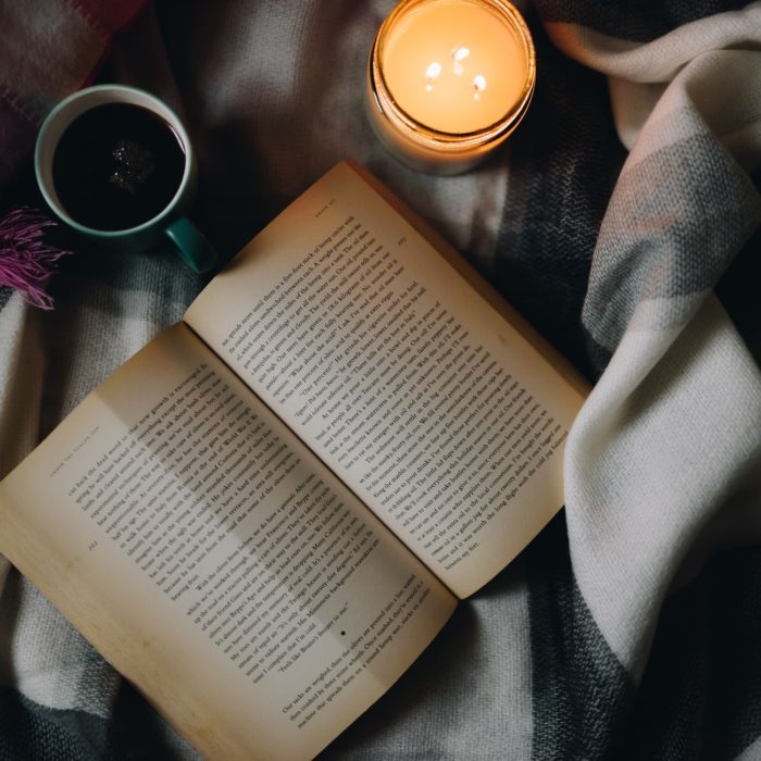 book blanket candle