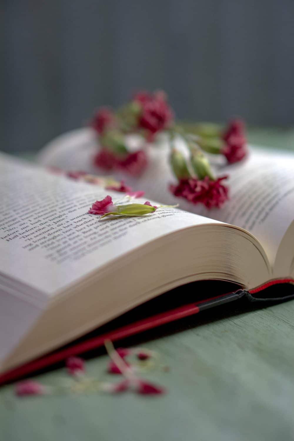 book with flowers on it