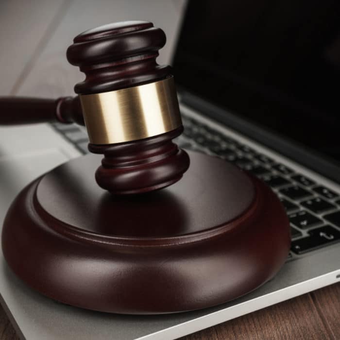 gavel on laptop