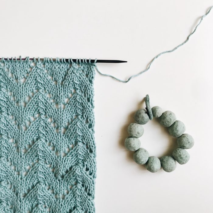 knitted blanket and bracelet