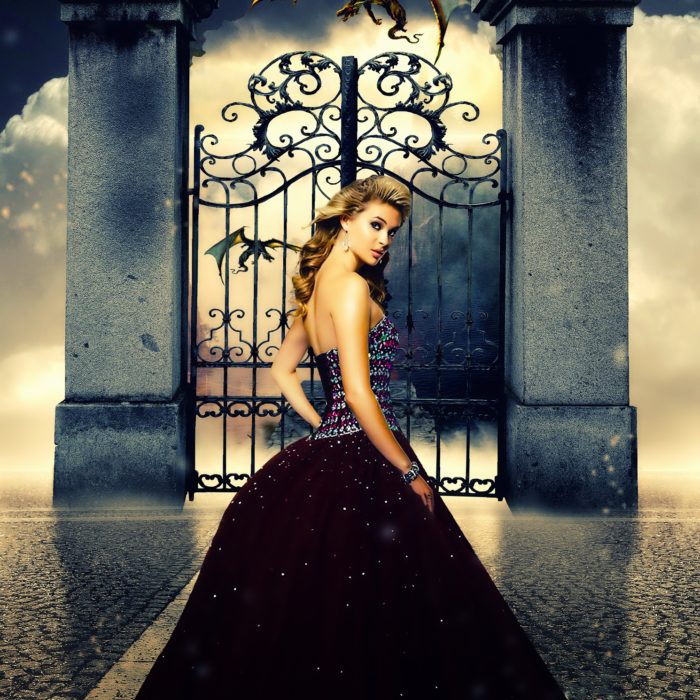 princess in front of gate