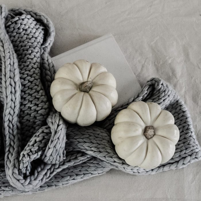 scarf and pumpkins