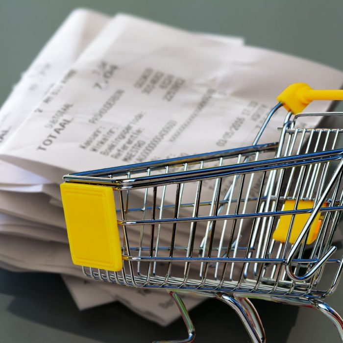 shopping cart and receipts
