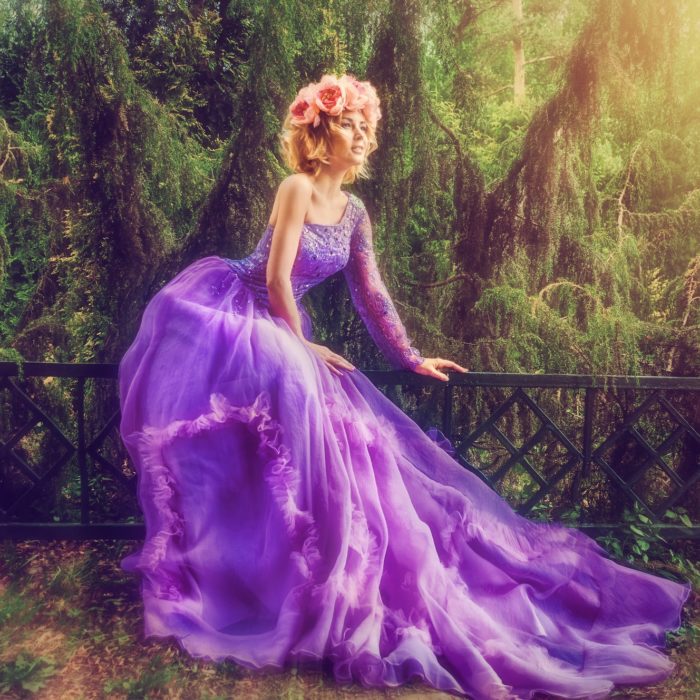 woman in purple dress