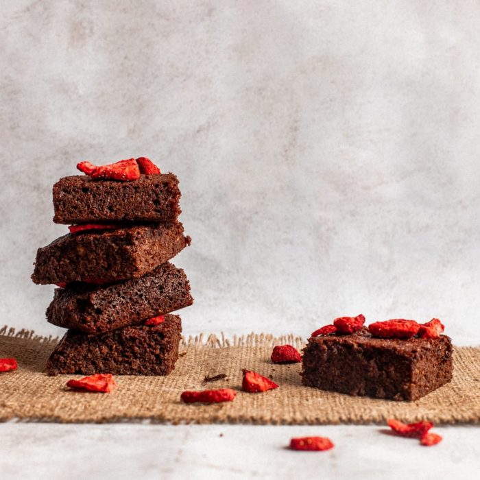 brownies and strawberries