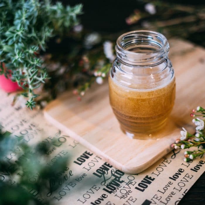 honey board and flowers