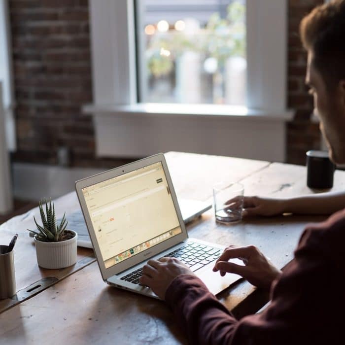 man on computer