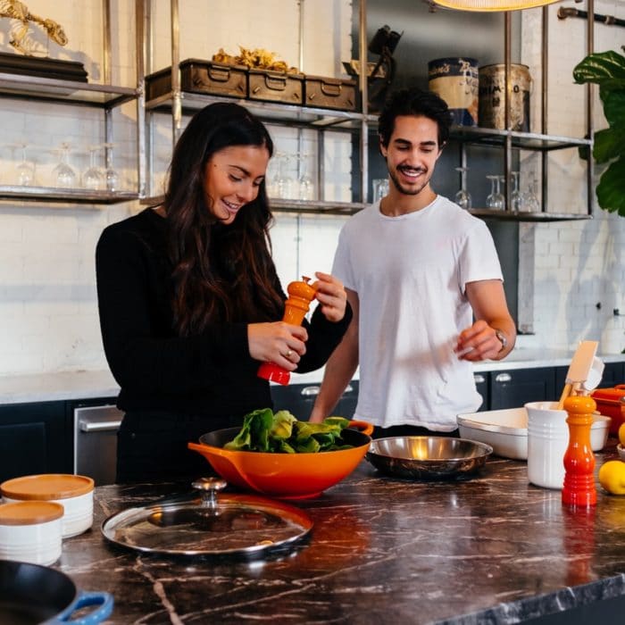 couple cooking together