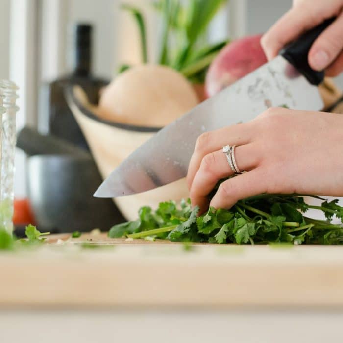 cutting with knife