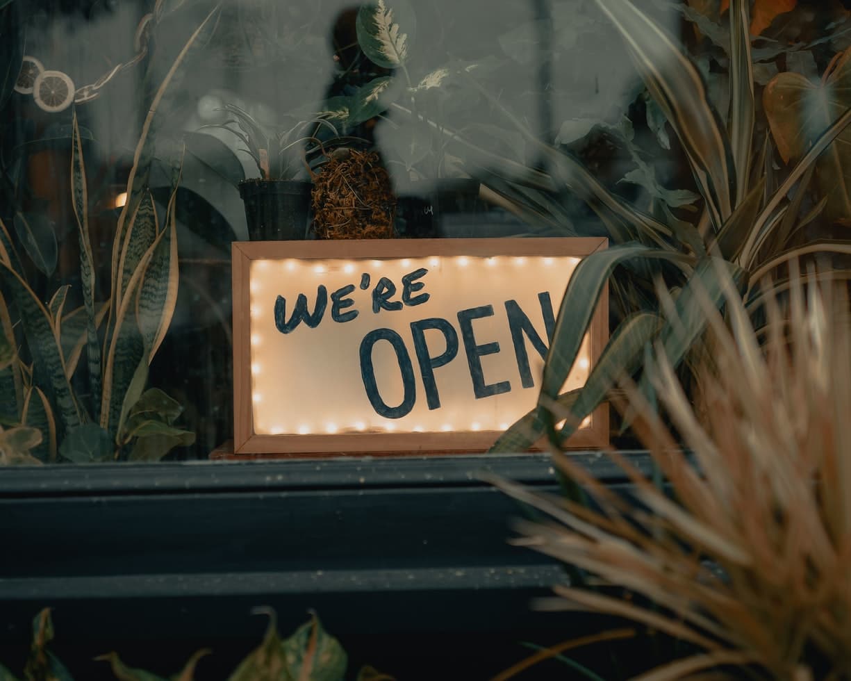 open sign in a window