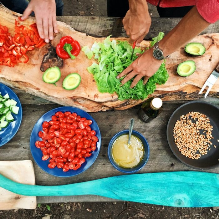 prepare food on table