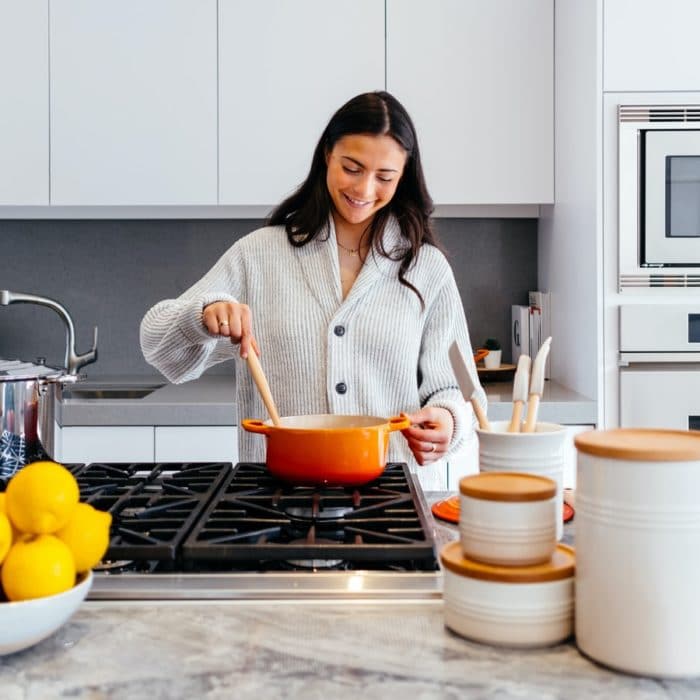 woman cooking food