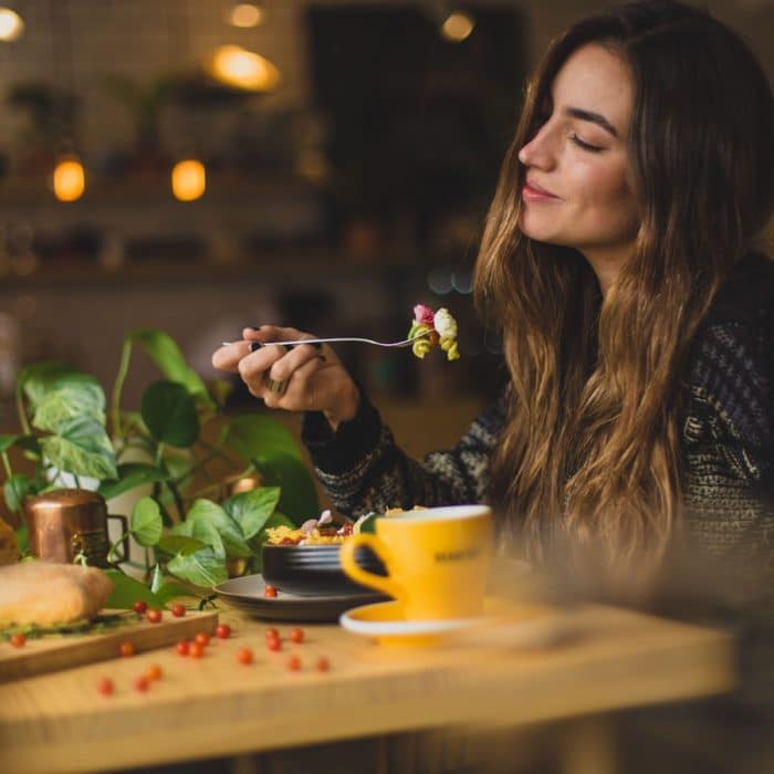 woman eating food