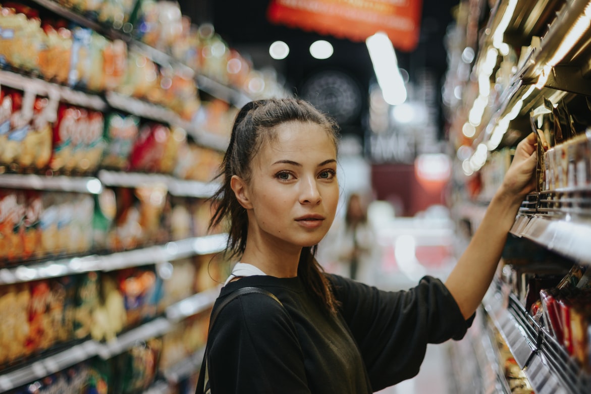 woman picking out groceries